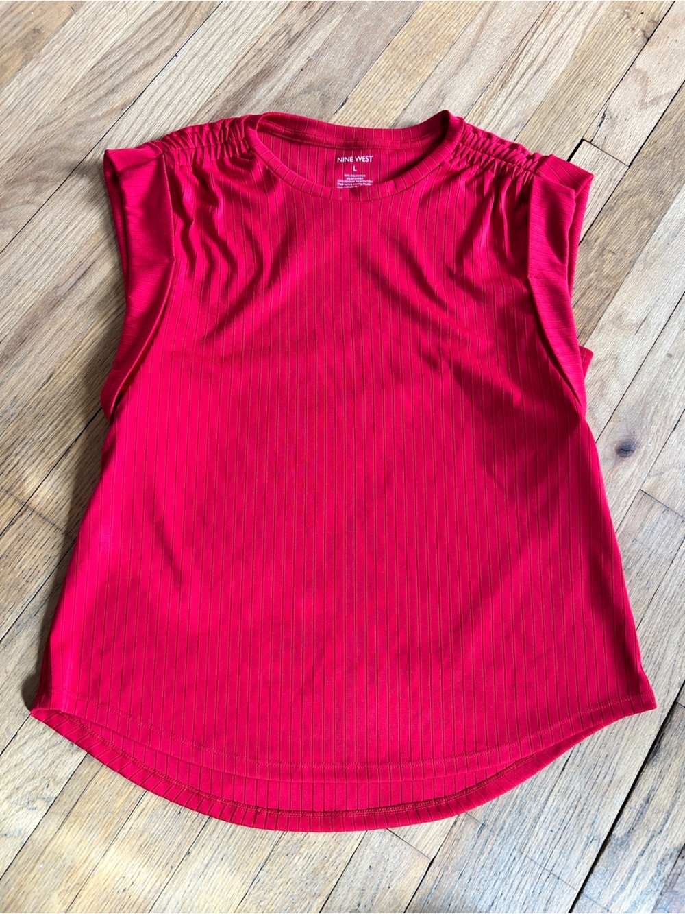 Nine West Red Ribbed Top